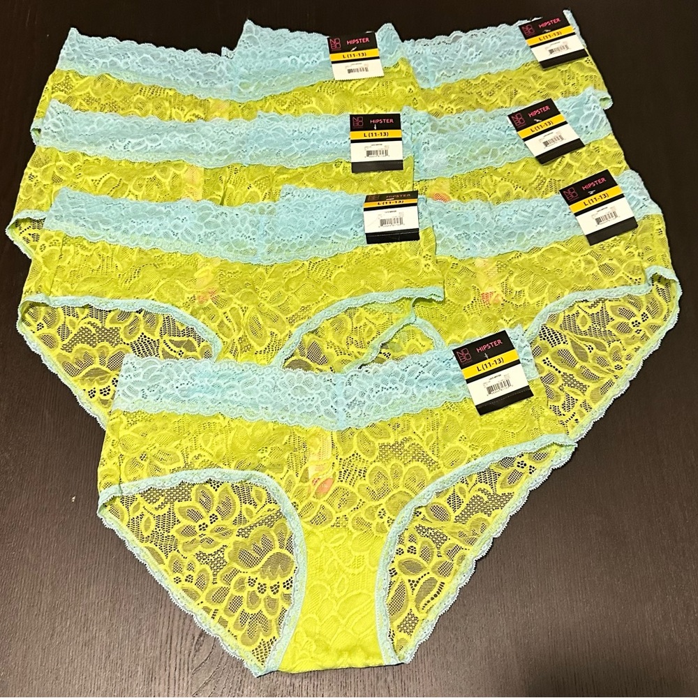 No Boundaries Hipster Green and Blue Lace Panties L Size Large